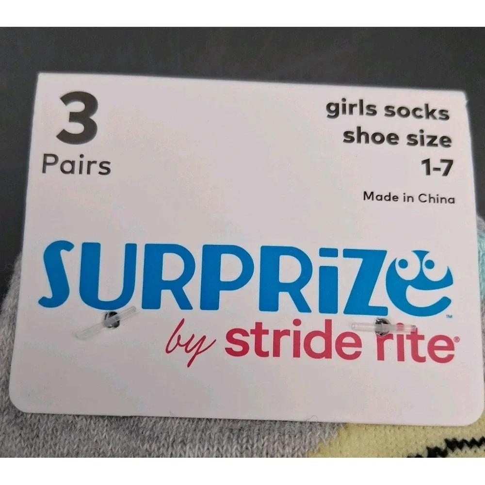Surprize By Stride Rite Toddler Socks Love Emojis & Stripes Shoe Size 1-7